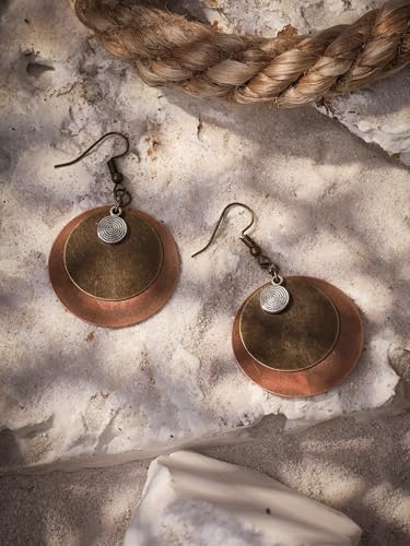 MINACHI Bohemian Antique Layered Circular Disc Dangle Drop Earrings, Boho Jewelry Gift for Women3