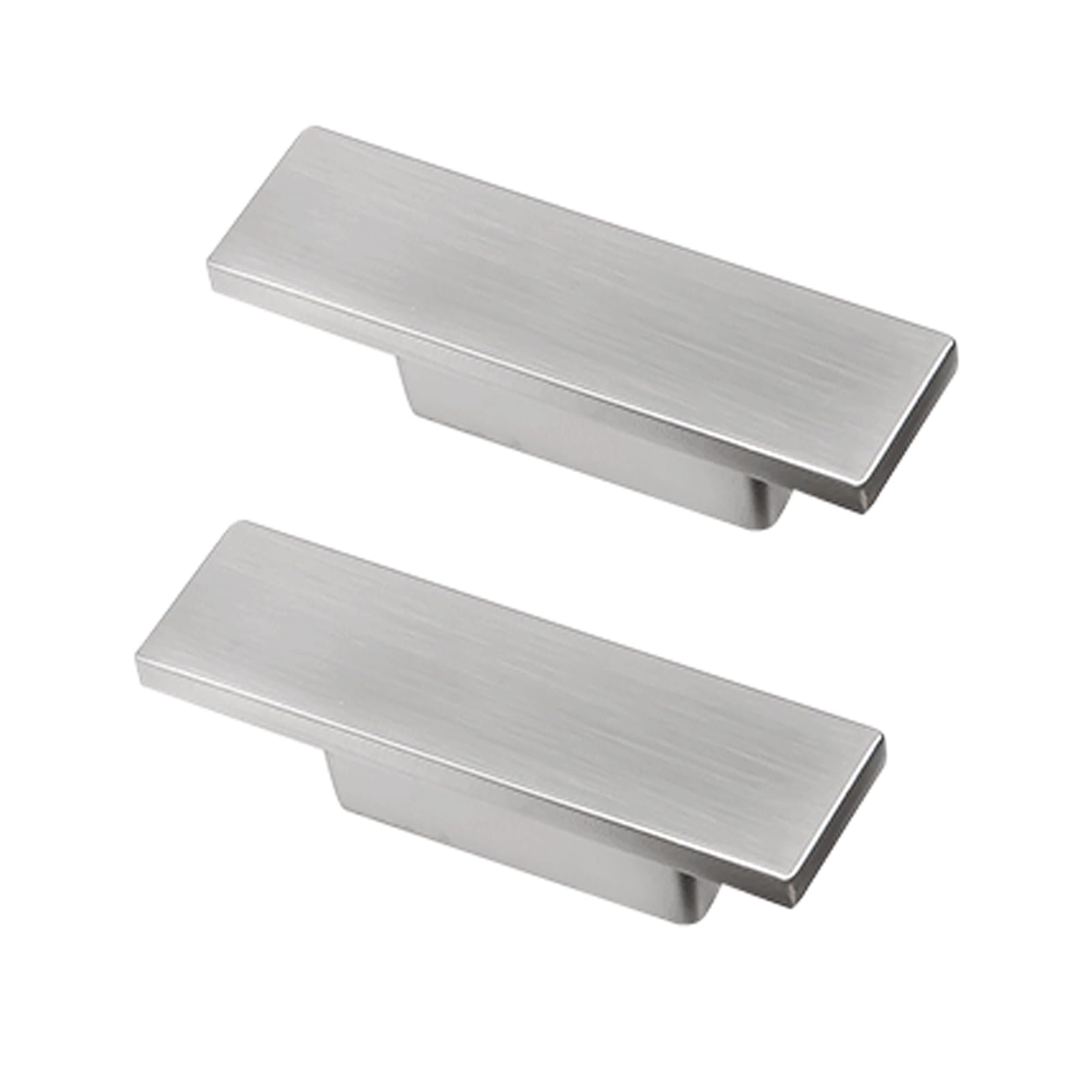 Dswzlqdxb Silver 2 Pieces Closet Handle White Drawer Handle Zinc Alloy Cabinet Knobs Door Handle Square Flat Handle Cabinet Pulls Dressing Table Handle Door Levers (Hole Distance 32Mm,)