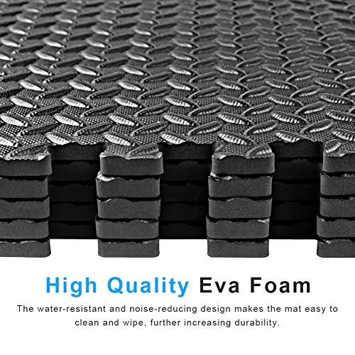 StillCool Puzzle Exercise Floor Mat, EVA Interlocking Foam Tiles Exercise Equipment Mat with Border - for Gyms, Yoga, Outdoor Workout, Kids (E. 20 Square Feet (20 Tiles) - Black) - Thumbnail 4