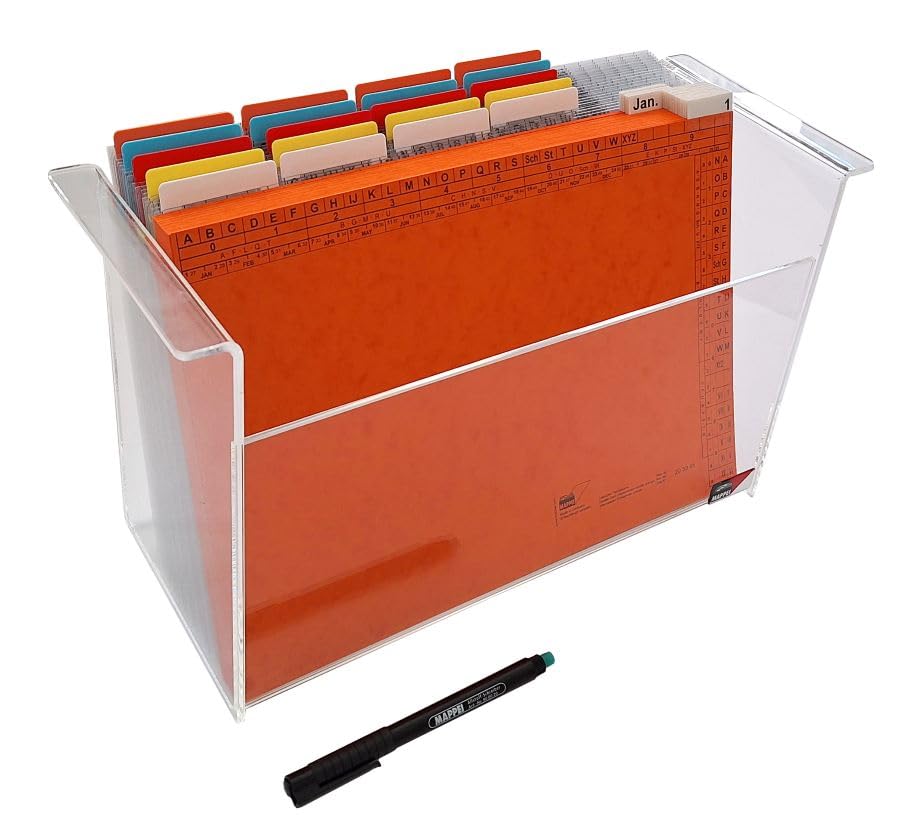 Clean Desk Set -Wide+T-, Wiedervorlage nach Tagen und Monaten - 15 cm Acrylbox