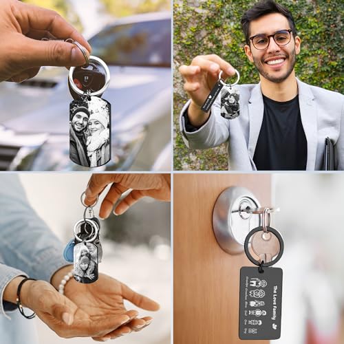 Easycosy Custom Keychain With Picture Fathers Day Personalized Gifts For Dad Customized Keychain With Engraving Photo For Dad thumb #4