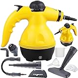 Retoo Dampfreiniger, Handgerät, Handheld mit 450 ml Tank, 900 W Handdampfreiniger, 3,5 bar max. Dampfdruck, Geeignet für Polstermöbel, Küche, Boden, Fenster, Teppiche, Gelb