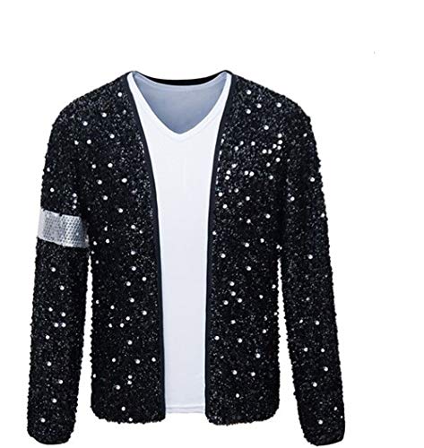 Shuanghao Erwachsene Kind TOP Michael Jackson Jacke Billie Jean Jacke Tanz Cosplay Jackson Kostüm (Give Glove) (W:30kg-35kg H:130-140cm, Kinderjacke)