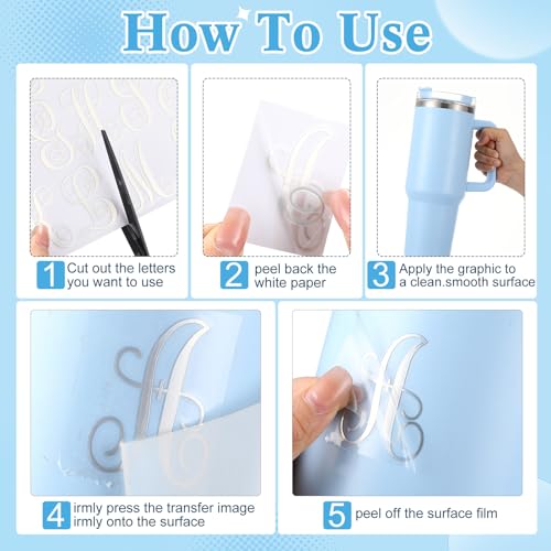 Image of Fullhawl 8 Sheets UV Dtf Cup Wrap Waterproof Split Initial Letters Stickers Custom Vinyl Lettering Alphabet Stickers Personalized Vinyl Name Decals for Tumbler Notebooks Cup Laptop DIY Crafts(Silver)