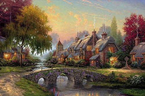 Yajia Art Cobblestone Bridge by Thomas Kinkade - Print on Canvas 35 x 24inch: Unframed
