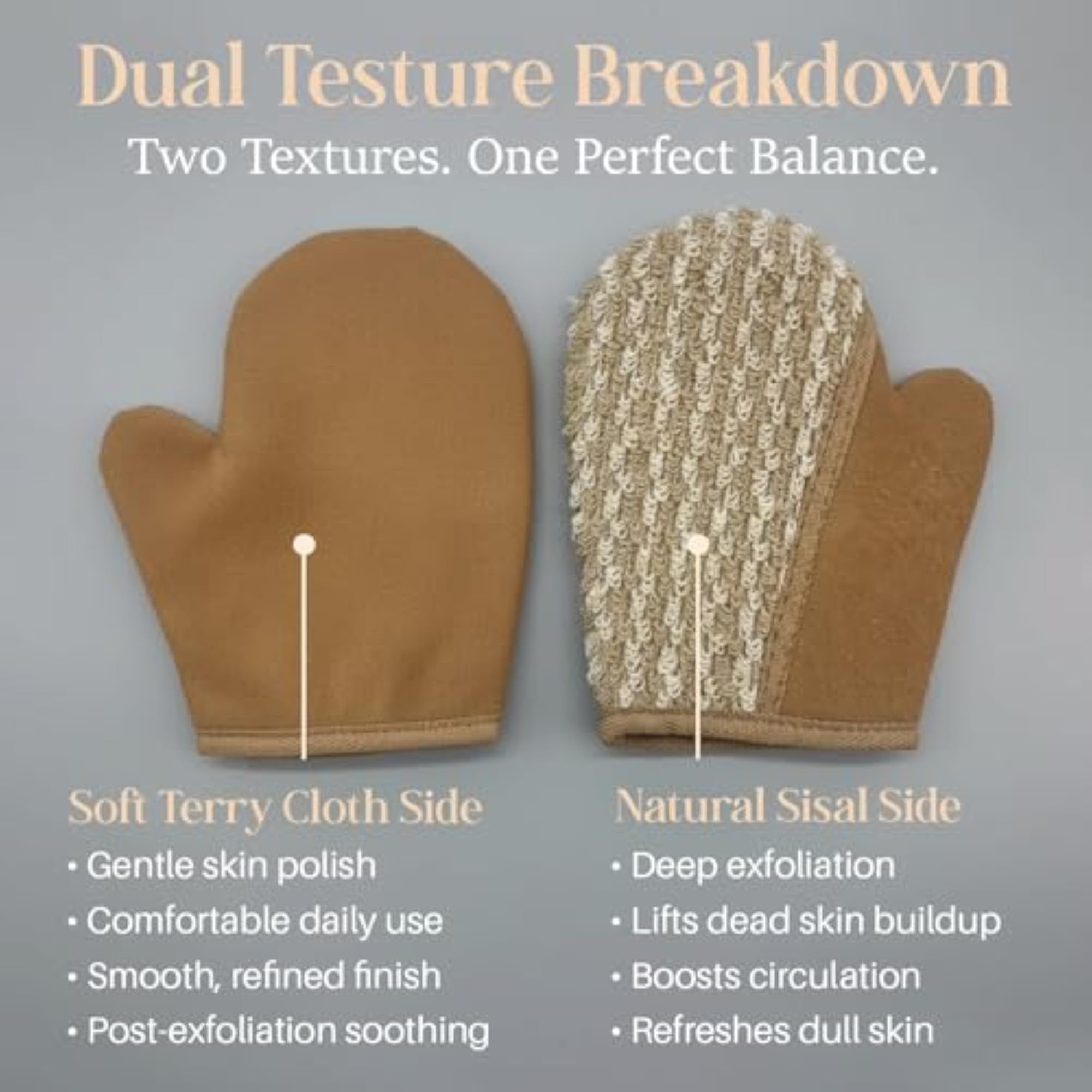 SpaCraft Dual-Texture Sisal Exfoliating Bath Mitt, Premium Body Scrubber