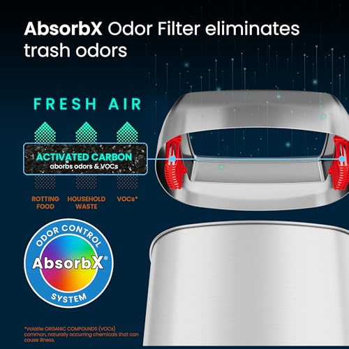 Image of iTouchless 61 Liter / 16 Gallon Open Top Kitchen Trash Can & Recycle Bin with Double Odor Filters, Stainless Steel Commercial Grade Garbage Bin for Garage Home, Office, Restaurant, Restroom Store Dorm