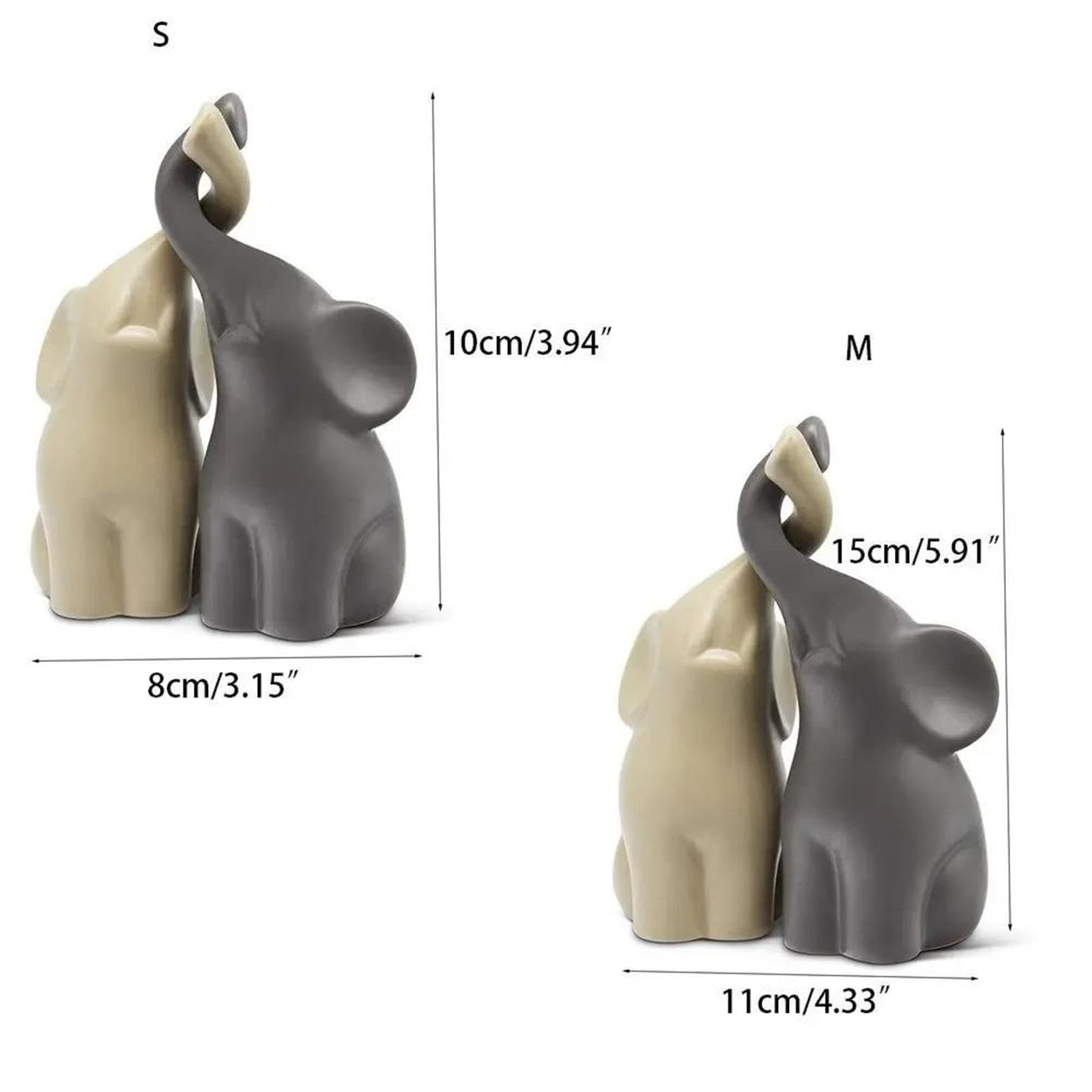 2 Pezzi Di Coppia Di Animali In Ceramica Con Elefante