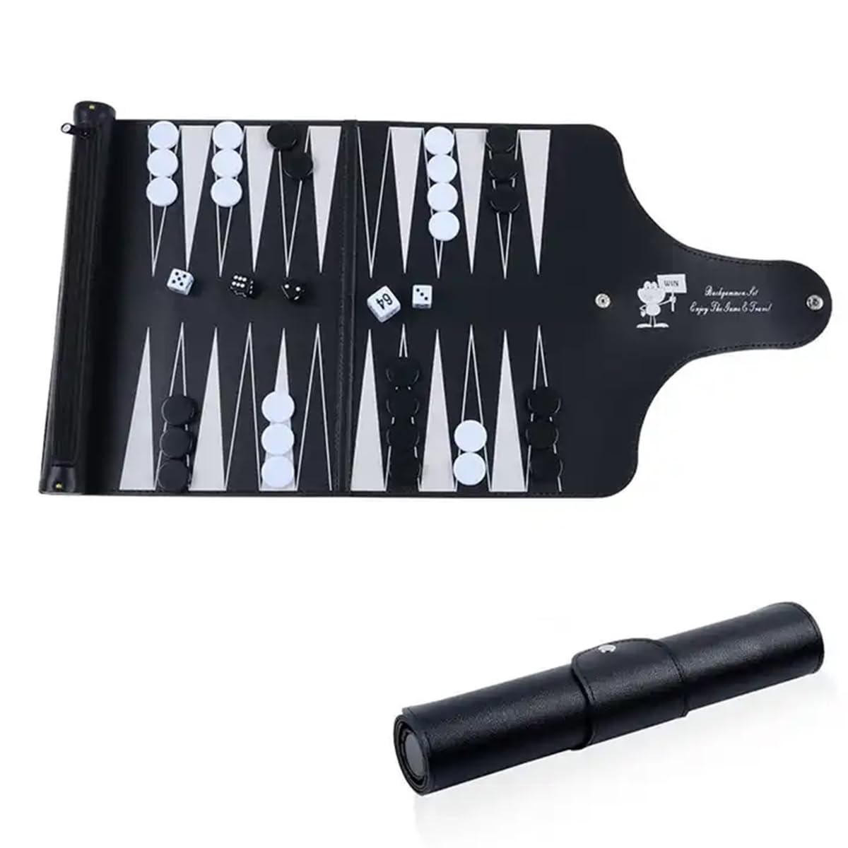 Travel Backgammon Game Set Roll up Portable Travel Backgammon Fit for RV, Camping, Backpacking,Road Trips