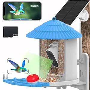 Upgraded Bird Feeder with Camera Outdoor,Smart Bird Feeding House with Solar Powered,Built in 2560P HD WiFi Camera,AI Bird Species Recognition,4MP Auto Capture Bird Video and Live View for Bird Lover