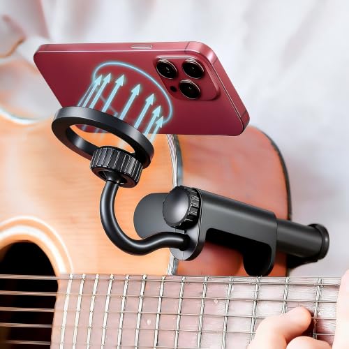 Magnetic Plus Guitar Phone Holder mount, Adjustable & Rotatable Arm, Supports iPhone 12+&Magsafe...