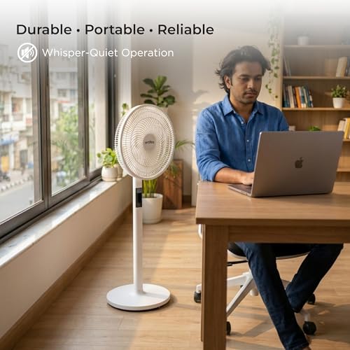Image of Artifax Rechargeable Air Circulator Fan | 10400 mAh Battery | 9 Speed Oscillating Fan with Remote & Touch Control | 5 Blade Powerful Airflow | USB & DC Power | Portable Fan for Home & Office