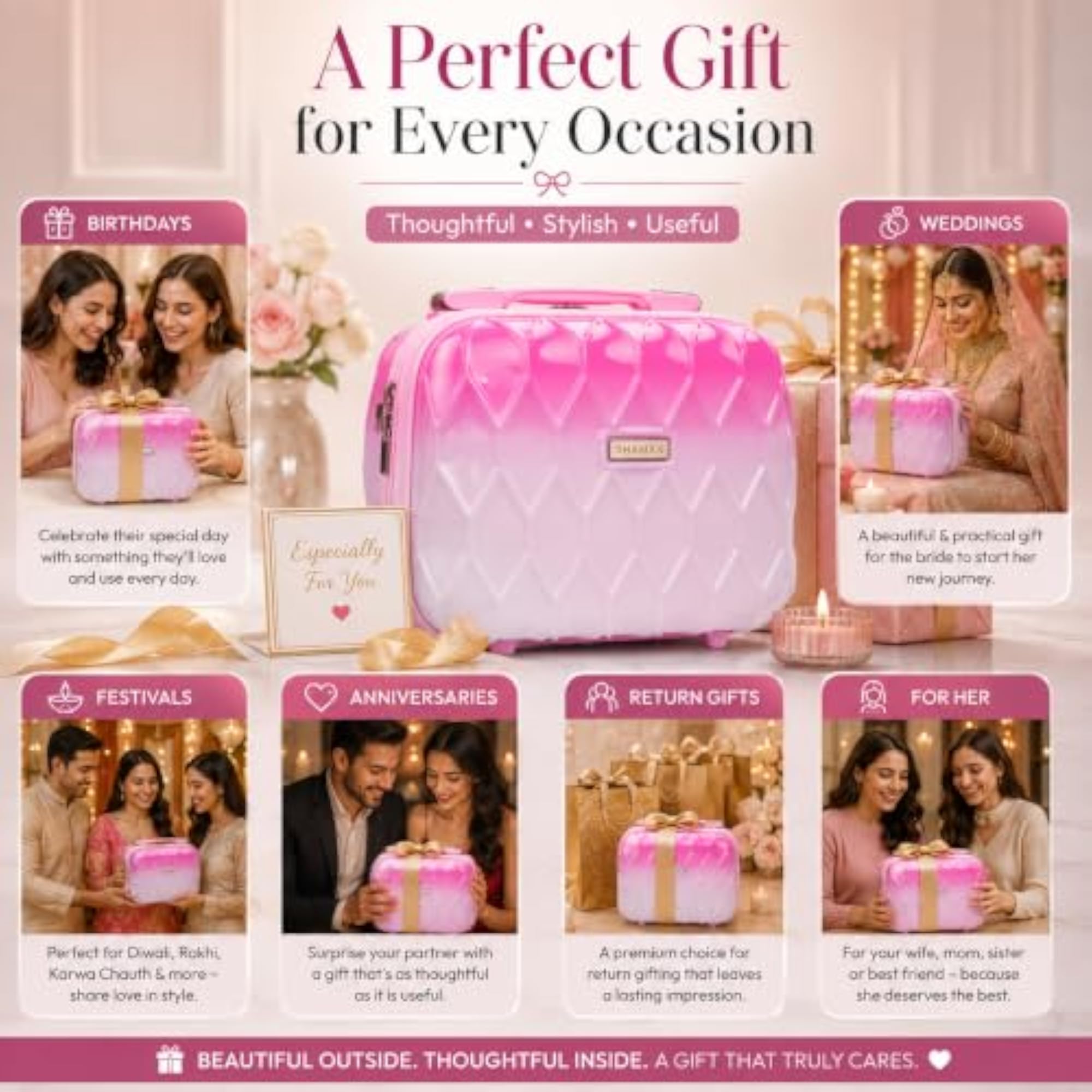 Bridal Makeup Organizer Box, Lockable Vanity Case