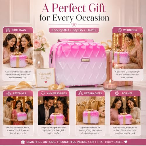 Image of SHAMAX Makeup Organizer Box for Women | Bridal Makeup Case Lockable Vanity Case for Cosmetics, Jewellery & Beauty Storage Organizer, Gift for Women (751 /Pink)