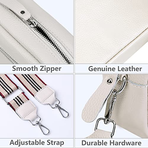 Image of Crossbody Bag for Women Genuine Leather Wide Strap Shoulder Bag Purse Trendy Design Camera Crossbody Purse Top Zip