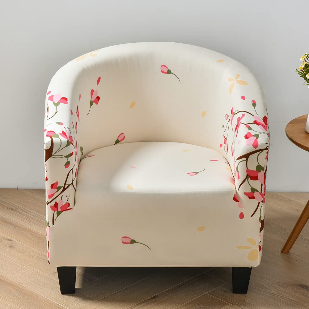 Highdi Copripoltrona Elasticizzato Stampa Floreale, Chesterfield 1 Posto, Poltrona de Club Copridivano Universale Lavabile Rimovibile per Bar Soggiorno Camera da Letto (Primavera Verde