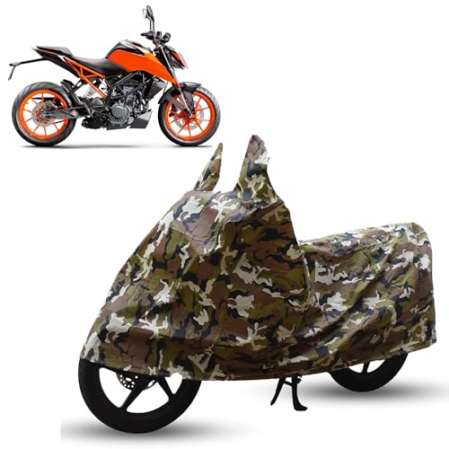 Image of Sulfar Bike Cover for KTM Duke 200 (Streetfighter) | Waterproof, Dustproof & UV Protected | All Weather Two Wheeler Cover (Army Green) New 2026 Variants
