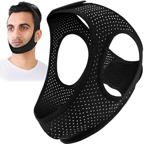 Anti Snoring Chin Strap for Sleeping, Breathable Airflow Jaw Strap for Sleep Apnea, Comfortable Chin Straps for Snoring with Adjustable Velcro, Anti Snoring Device for Men and Women to Stop Snoring Cover