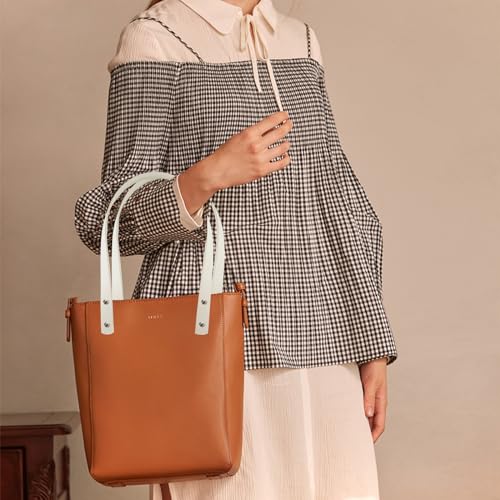 TOKSEO 12 Stück Taschenhenkel PU Taschengriffe Leder Schultergurte 60 cm Abnehmbare Ersatz Handtasche Zubehör Taschenriemen mit 48 Nieten für Handtasche Geldbörsen (6 Farbe)