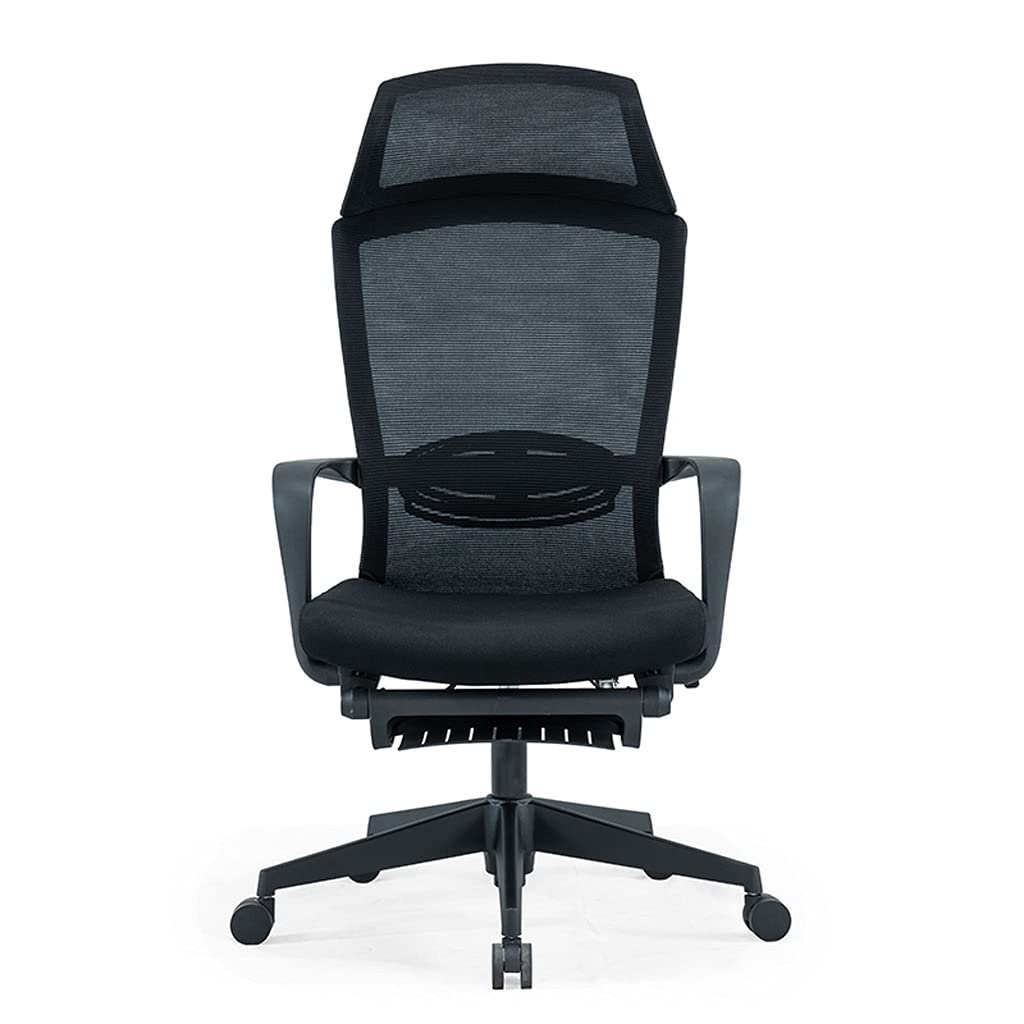 LIXIDIAN Ergonomic Office Chair with Pulley Bracket,Mesh High-Back Adjustable Desk Chair with armrests, for Office, Dormitory, Home (Color : Blue) (Black) Chair