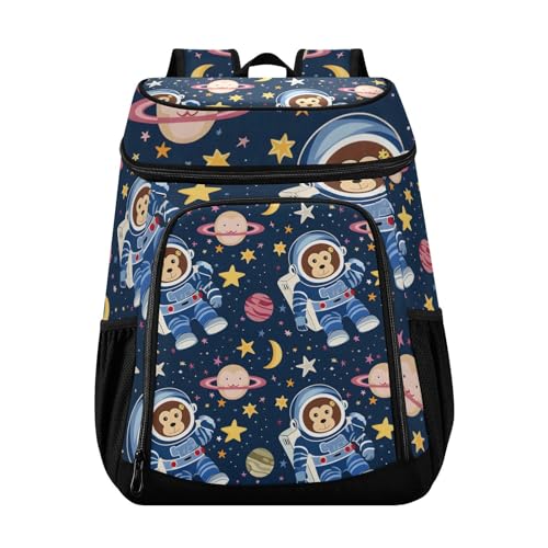 Astronaut Monkey Childish Cooler Backpack Cooler Insulated Leak Proof Lunch Backpack 36 Cans Waterproof Soft for Men Women Picnic Hiking Camping Beach