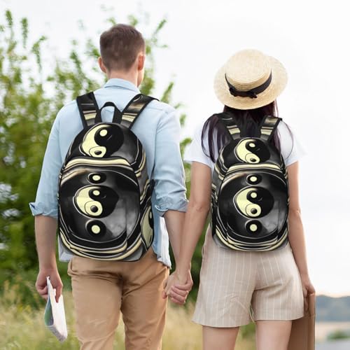 Mochila de senderismo Yin Yang resistente con patrón casual 6