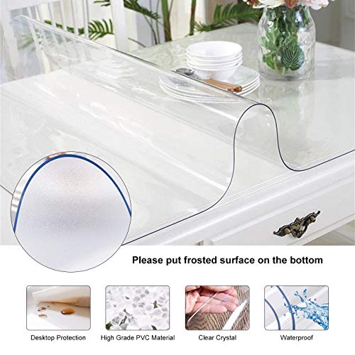 Wichemi Clear Table Cover Square Transparent Tablecloth Pvc Non-Slip Waterproof Wipeable Table Cloth Desk Protective Pad For Kitchen, Glass Table, Writing Desk (54 X 54 Inch, 1.5Mm) #TOP3