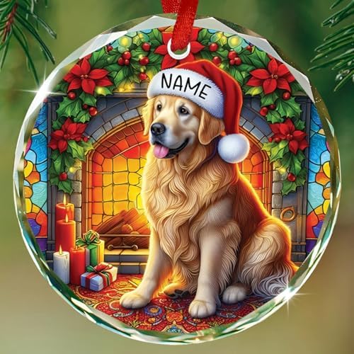 Personalized Golden Retriever Christmas Keepsake Ornament, Golden...