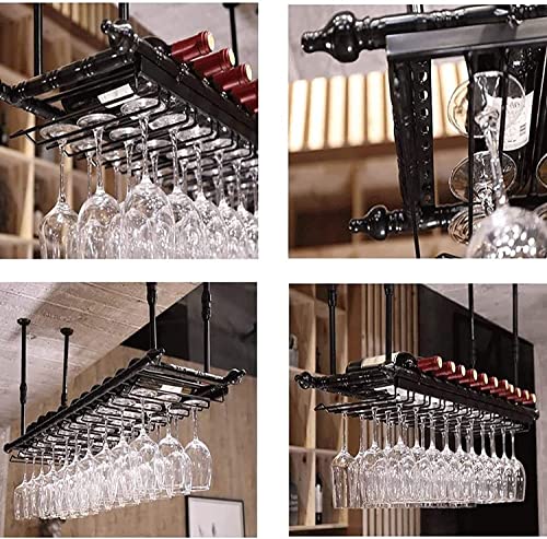 Porte-verre à vin suspendu réglable hauteur support bouteille plafond 60cm