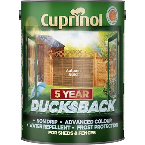 Cuprinol Ducksback 5 Year Waterproof for Sheds and Fences, 5 L - Autumn Gold Cover