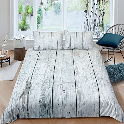 Homemissing Wood Texture Parure de Lit 140x200cm Planches de Bois Housse de Couette pour Enfants Garçons Filles Ensembles en Bois de Housse de Couette Texture Rugueux avec 1 Taie d'oreiller
