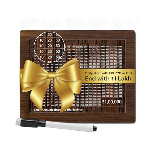 Image of CAAJU Money Bank with Amount 100000 Piggy Bank for Girls and Boys - Carved Wooden Money Saving Box - Birthday - Money Box Gullak for Adults