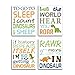 HPNIUB Watercolor Inspirational Lettering Quote Art Prints Set of 4 (8"X10" Wildlife Animal Dinosaur Typography Canvas Poster for Kids Baby Bedroom Or Classroom Decor, No Frame