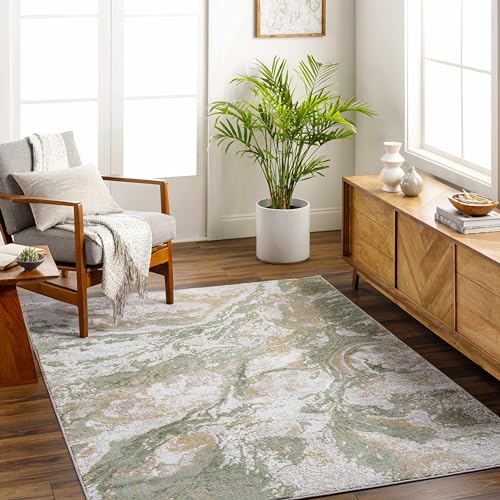 Hauteloom Liverpool Hallway, Kitchen Runner Rug - Contemporary - Cream, Green - 2'7