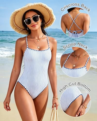Image of Jolefille Womens One Piece Swimsuit Tummy Control Modest Bathing Suit Teen Girls Swim Suit Cute Floral Swimwear