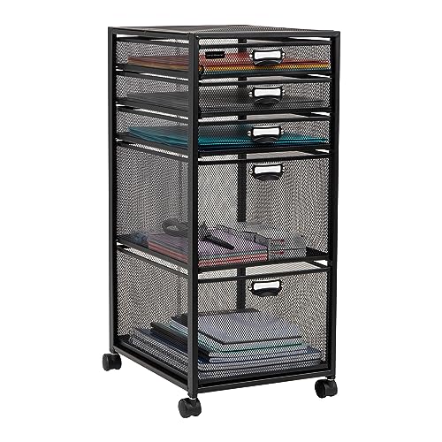 Mind Reader Multipurpose Rolling Storage Cart with Drawers, Office Organizer, Utility Cart, Metal...