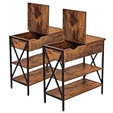 WEENFON Set of 2 Narrow End Table, 3-Tier Nightstand Sofa Table with Hidden Storage, Flip Top Open...
