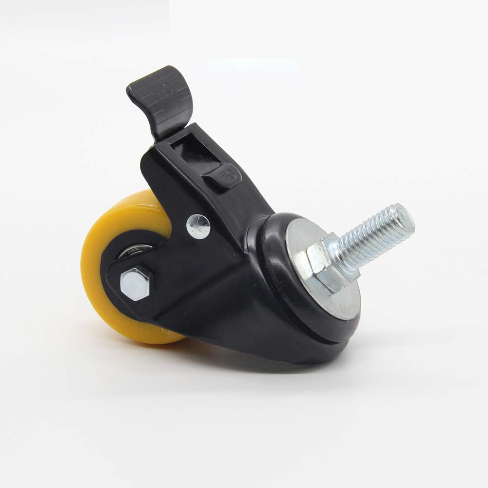 Gewinde M12 Möbelrollen 2 '' 50mm Schwerlastrollen 200 kg Leise PU drehbare Industrierollen Doppellager mit Bremse Lenkrollen fur Krippe Bürostuhl Sofa 4 Stück