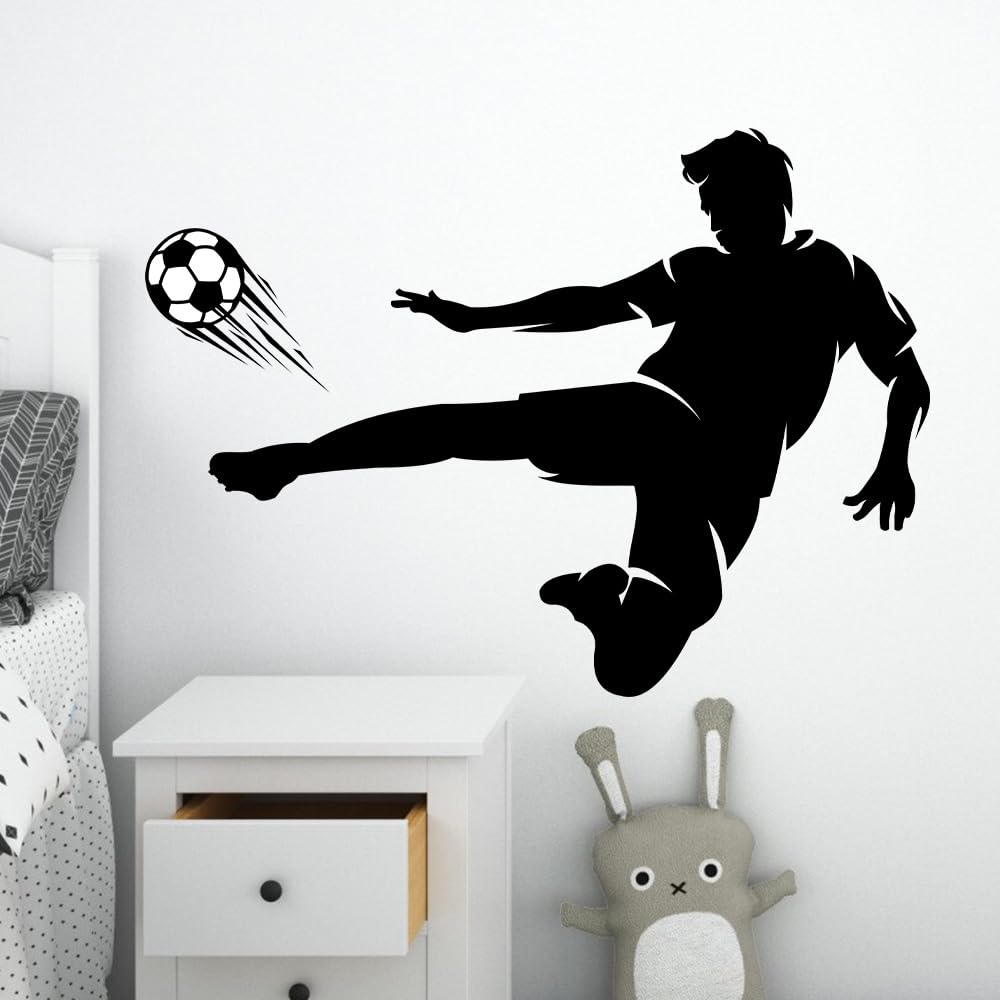 Wall Sticker for Bedrooms, Football Wall Decals for Kids Boys Bedroom Wallpaper Art, Personalised Wall Door Decorations Accessories, Self Adhesive Holiday Festival Decor, Funny Football Theme