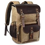 Endurax DSLR Camera Backpack for Photographers Leather Camera Bag Backpack with 15.6' Laptop Compartment