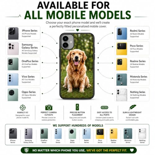 Image of AMBILE Personalized Mobile Cover for All Mobile Models | Customize Phone Case with Photo, Name & Design | HD Printed Glossy Back Cover with Camera Protection | Custom Mobile Case
