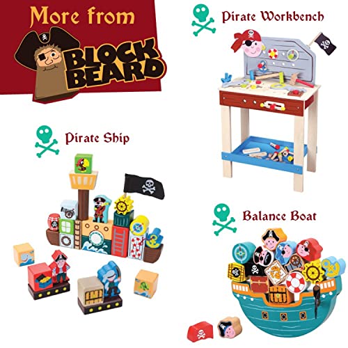 Imagination Generation Wooden Wonders Balancing Playset | Develops Dexterity, Motor Skills, Sharing Skills | Safe Wood & Paint | 18 Pc Pirate Boat Playset #TOP7