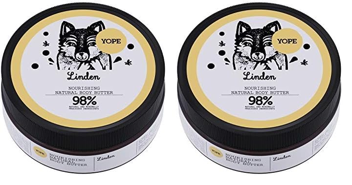 YOPE Manteca Corporal Aceite de coco, Manteca de karité Aceite de oliva Aceite de aguacate Hidratante Regenerante 98% Ingredientes naturales Vegan formula Tilo 200ml (Paquete de 2)
