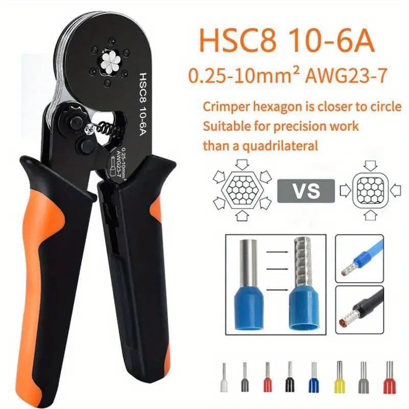 Image of Ferrule Crimping Tool Kit, AWG 23-7 Self-adjustable Ratchet Wire Crimping Tool Kit Crimper Plier Set, with 1200PCS Wire Terminals Crimping Connectors Wire End Ferrules