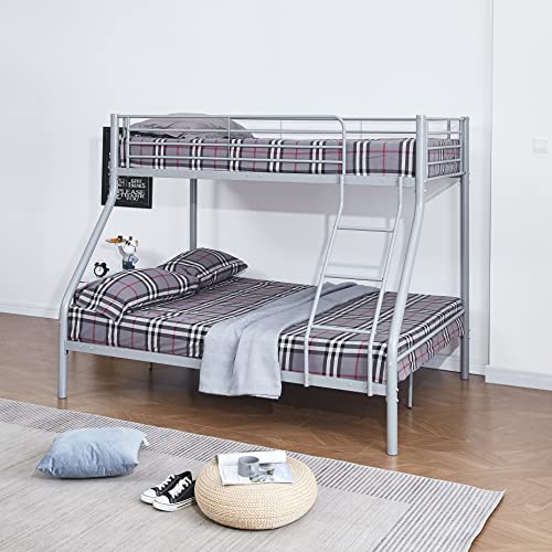 Lit superposé Adulte Urbain en métal Gris époxy - Sommiers Inclus - l 140xL 190cm et l 90xL 190cm 3 places