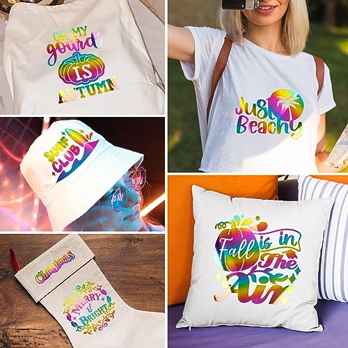 Image of Gatichetta Metallic Foil HTV Roll Holographic Rainbow Heat Transfer Vinyl, 12 inch X 6ft Chrome Iron on Vinyl for DIY Tshirts, Fabrics, Garments