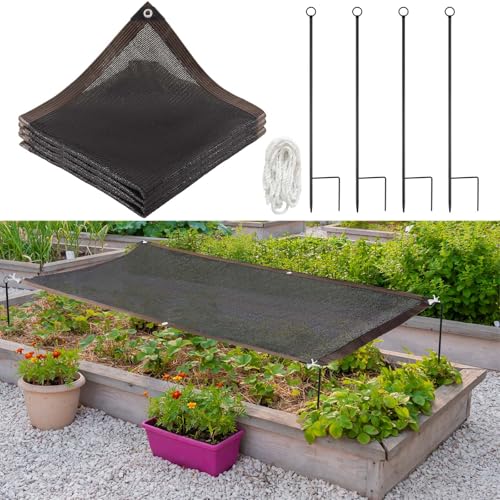 Threehoney 1 Set Plant Shade for Outdoor with 4 Stakes,