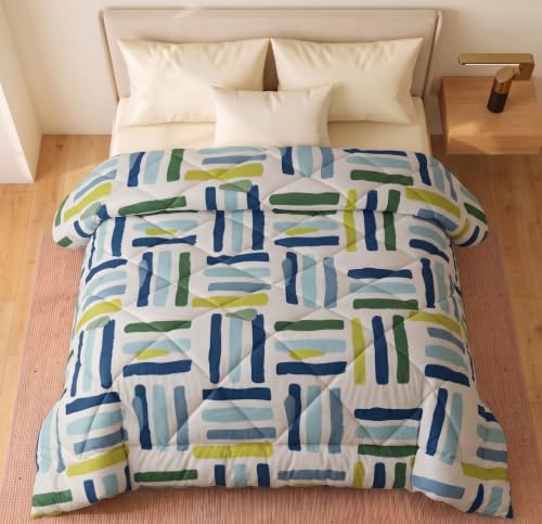 Image of HOMEKART 220 GSM Reversible Microfiber AC Comforter /Duvets for Mild Winter | All Season Single Size 3 Layered Quilted Blanket for Single Bed (230 cm x 150 cm,Multicolour)