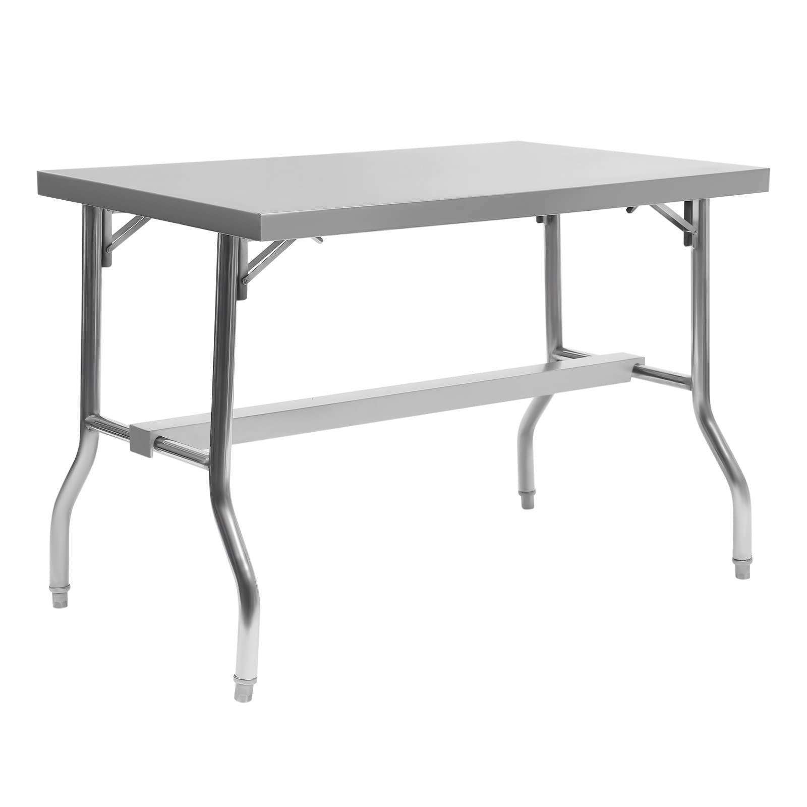Stainless Steel Kitchen Prep Table, 48 x 24 Inches Folding Commercial Worktable Workstation, 1102 lbs Load, Heavy-Duty Kitchen Work Table w/Under Shelf, Kitchen Island for Restaurant Home Outdoor BBQ