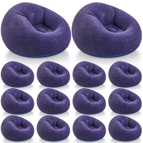 Image of Realspring Inflatable Bean Bag Chairs Outdoor Blow up Camping Chairs Inflatable Lazy Sofa Folding Portable Bean Bag Loungers Couch for Movie Night(Blue,12 Pcs)